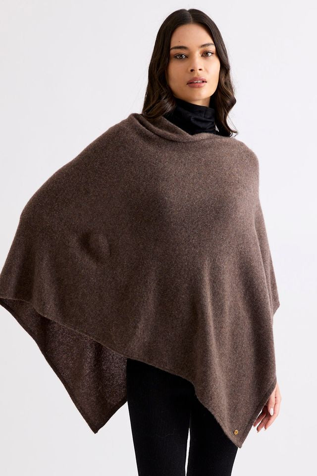Mia Cashmere Poncho - Espresso - Presence Hamilton