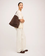 Suede Cabas Tote -Chocolate