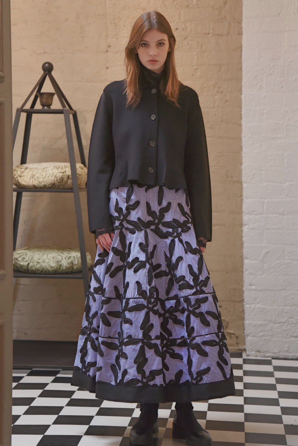 Everytier You Go Skirt- Blue Stripe - Presence Hamilton