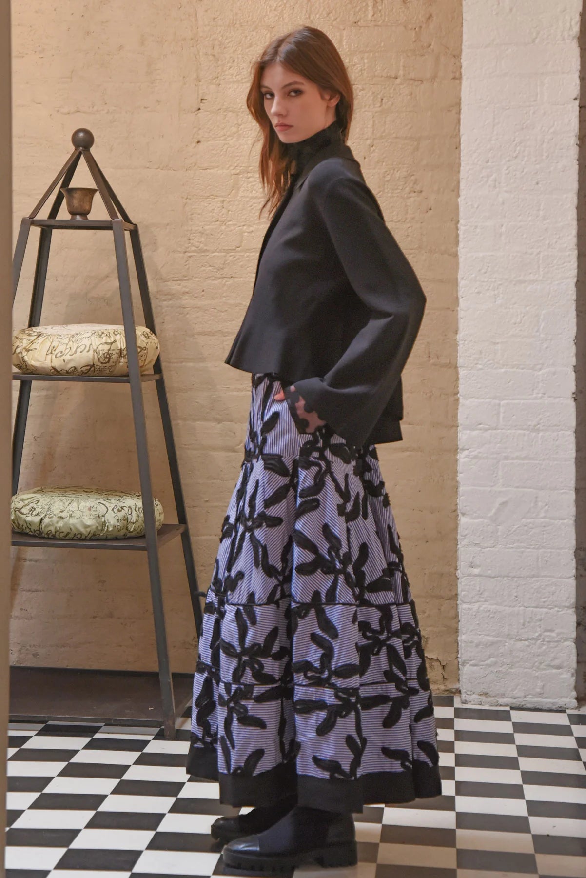 Everytier You Go Skirt- Blue Stripe - Presence Hamilton