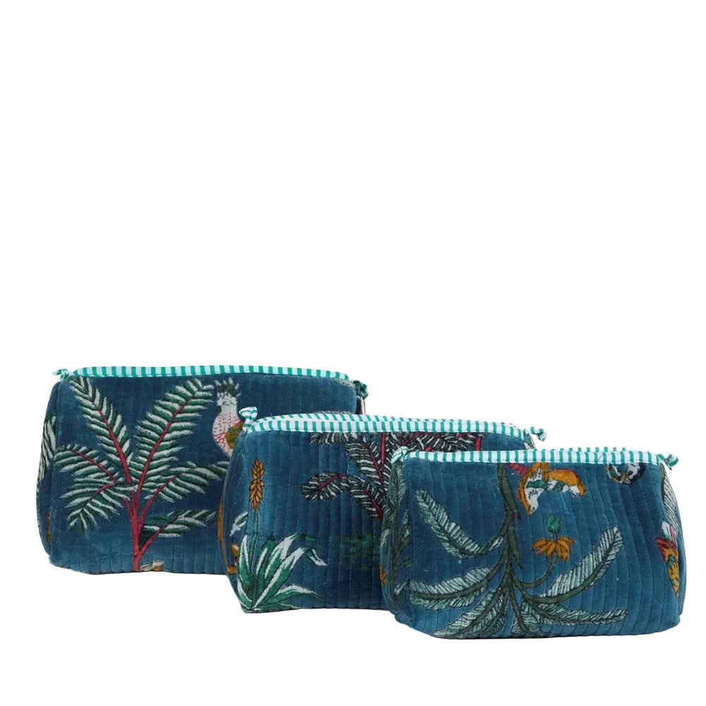 Velvet Pouch - Teal Blue Panther -Small - Presence Hamilton
