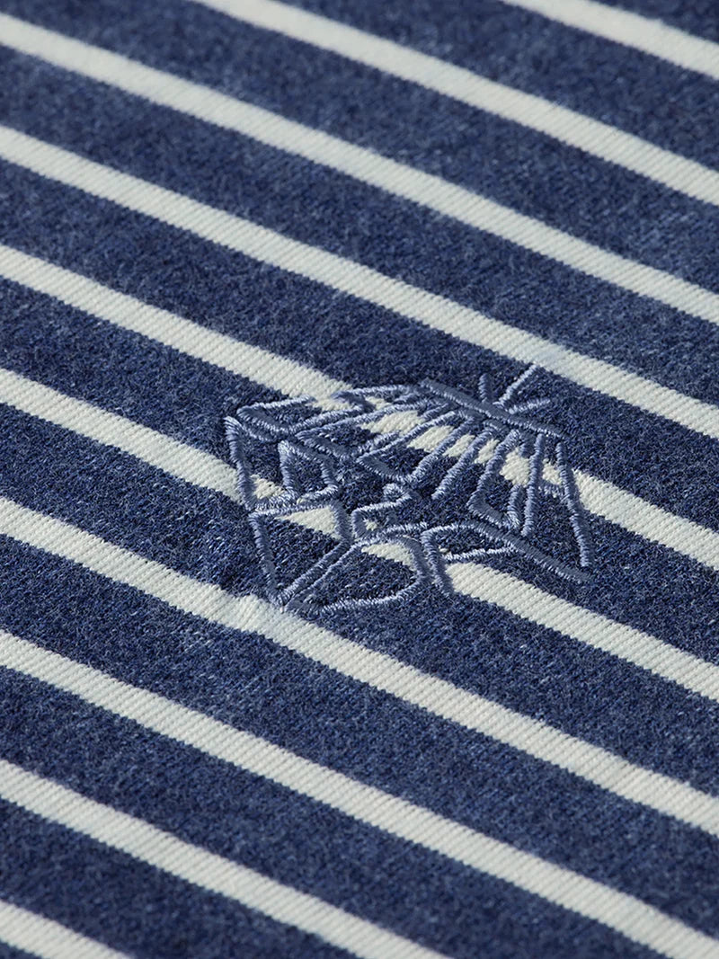Indigo washed t-shirt -Sand Stripe