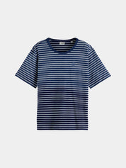 Indigo washed t-shirt -Sand Stripe
