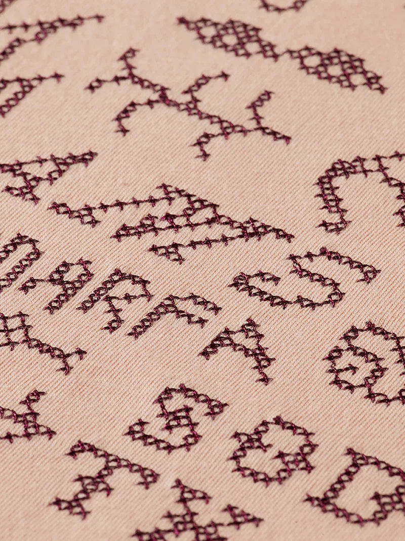Embroidered ringer t-shirt-Rose Dust