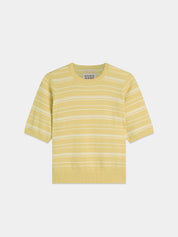 Striped knitted t-shirt-Parsnip
