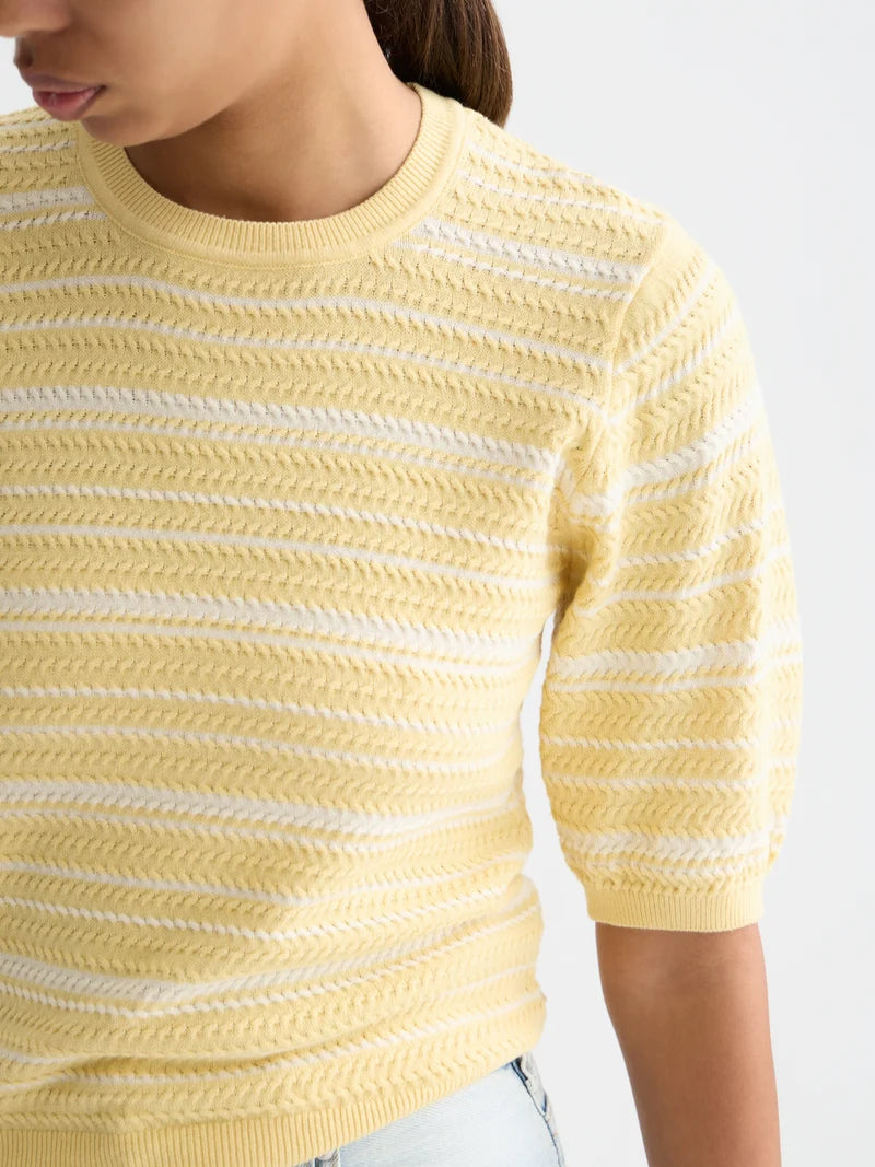 Striped knitted t-shirt-Parsnip