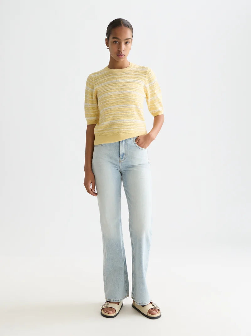 Striped knitted t-shirt-Parsnip
