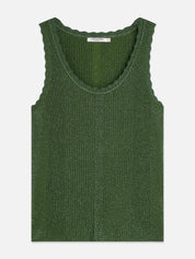 Metallic Ribbed Knitted Tank-Garden Green