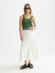 Metallic Ribbed Knitted Tank-Garden Green