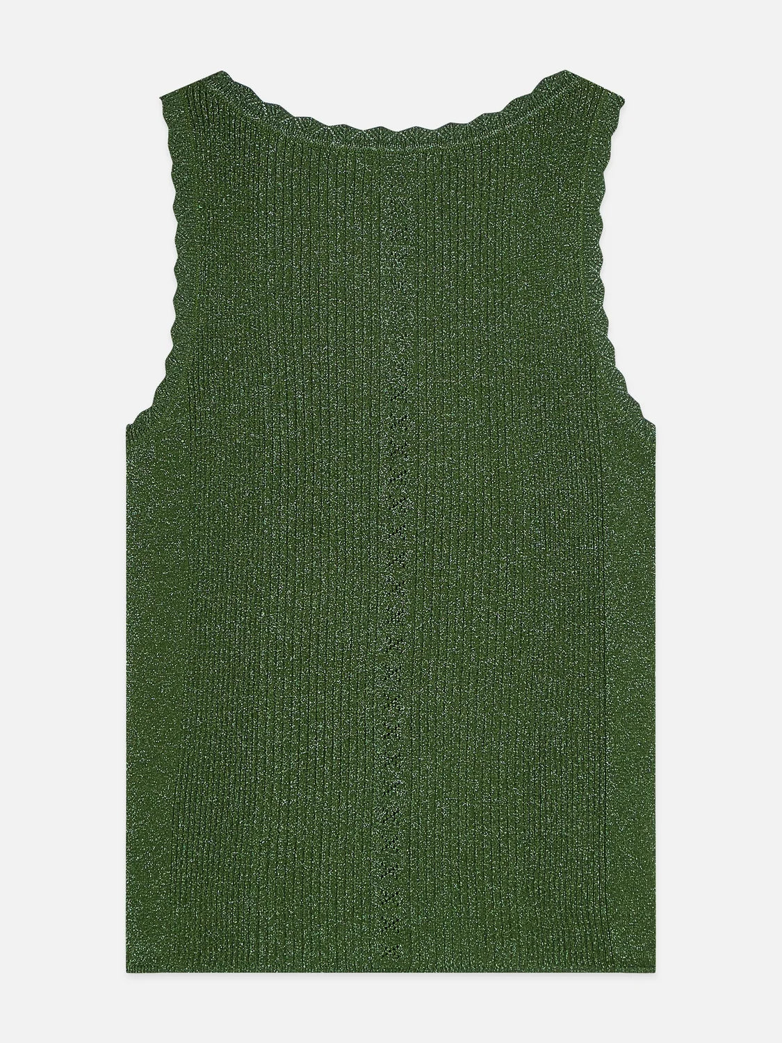 Metallic Ribbed Knitted Tank-Garden Green