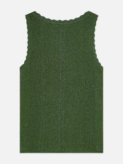 Metallic Ribbed Knitted Tank-Garden Green