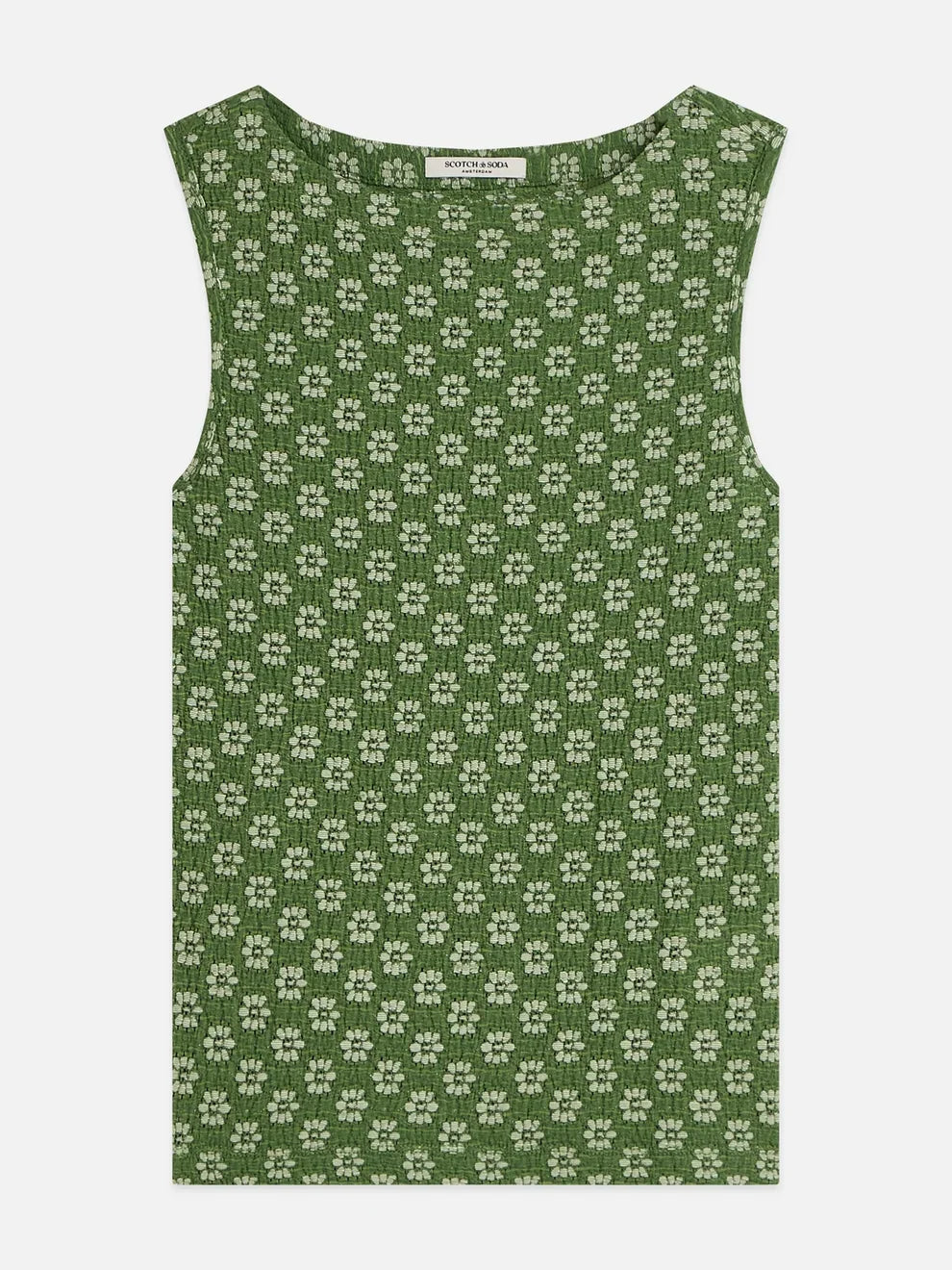Slash Neck Tank- Garden Green