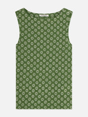 Slash Neck Tank- Garden Green
