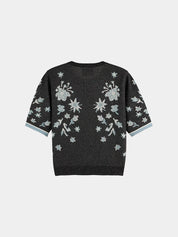 Jacquard short-sleeved top- Meteorite