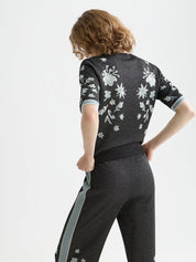Jacquard short-sleeved top- Meteorite