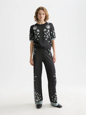 Jacquard short-sleeved top- Meteorite
