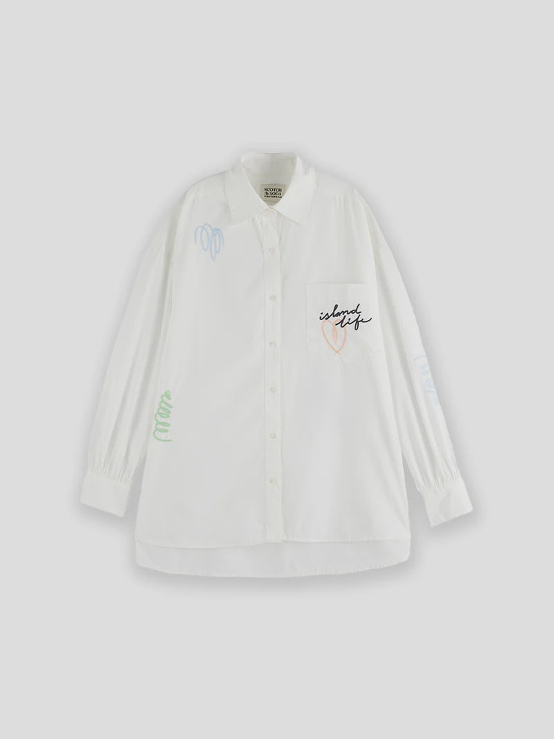 Embroidered poplin shirt