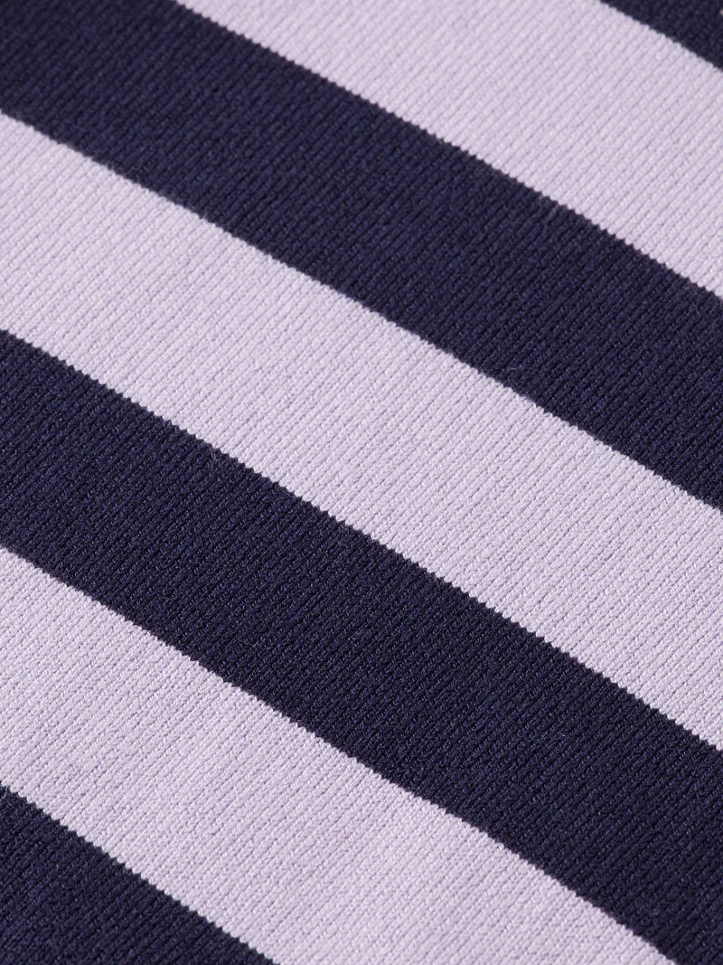 Crewneck cardigan -Sky captain/lavender stripe - Presence Hamilton