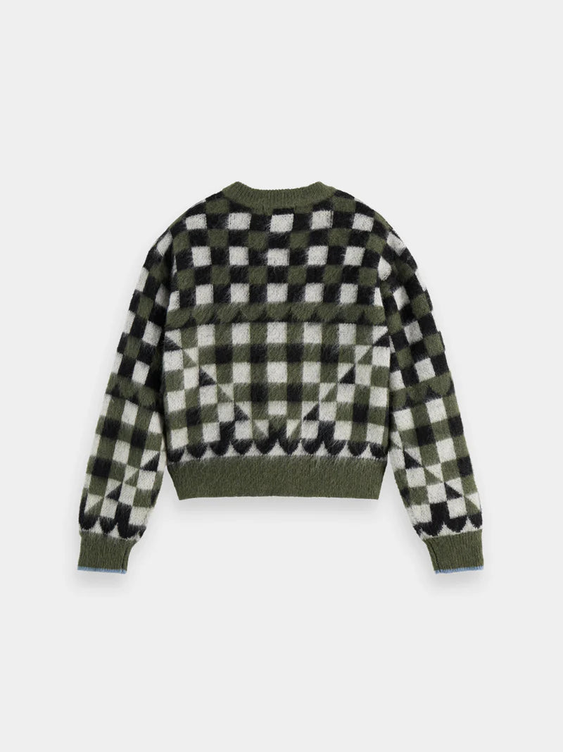 Fuzzy jacquard pullover - Thyme - Presence Hamilton