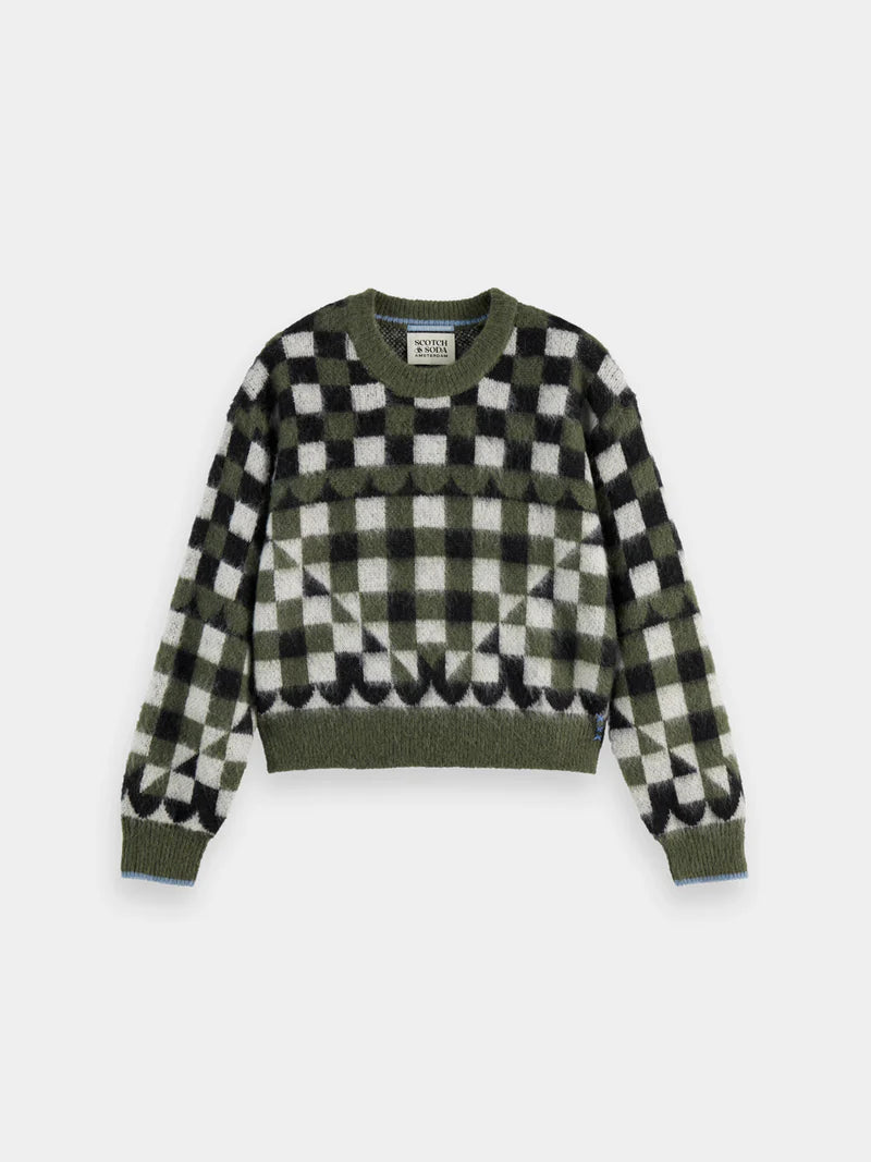 Fuzzy jacquard pullover - Thyme - Presence Hamilton