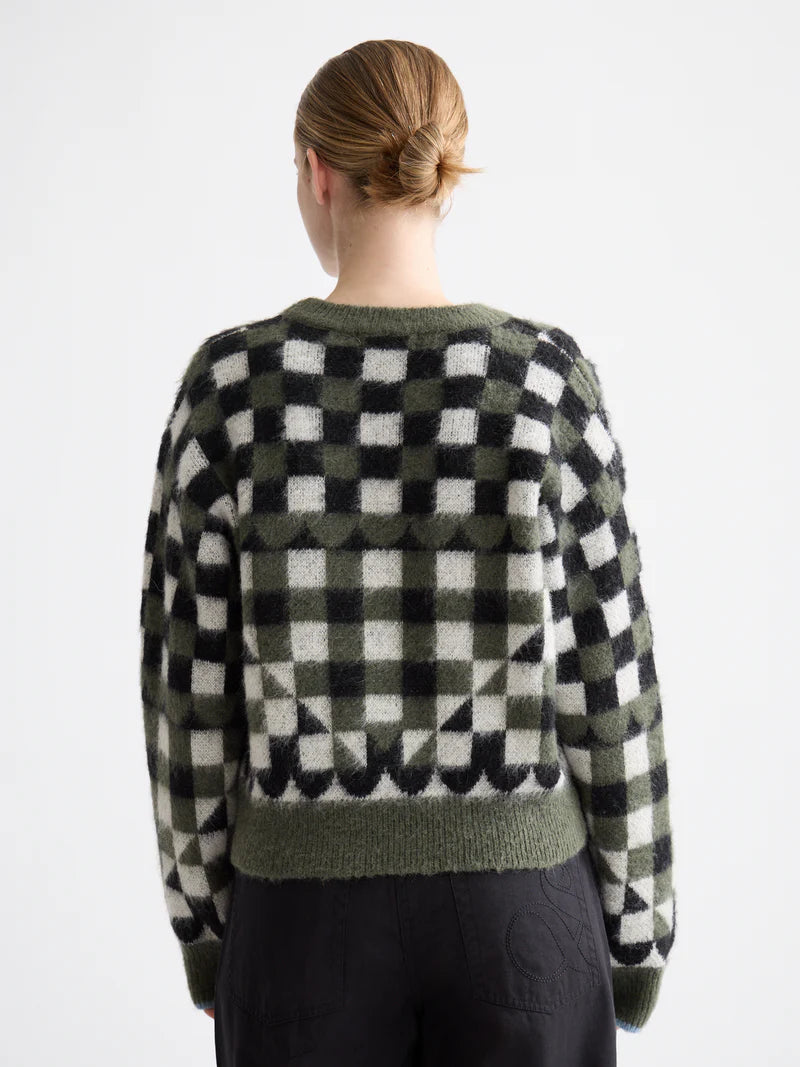 Fuzzy jacquard pullover - Thyme - Presence Hamilton