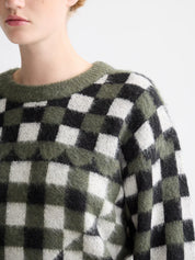Fuzzy jacquard pullover - Thyme - Presence Hamilton