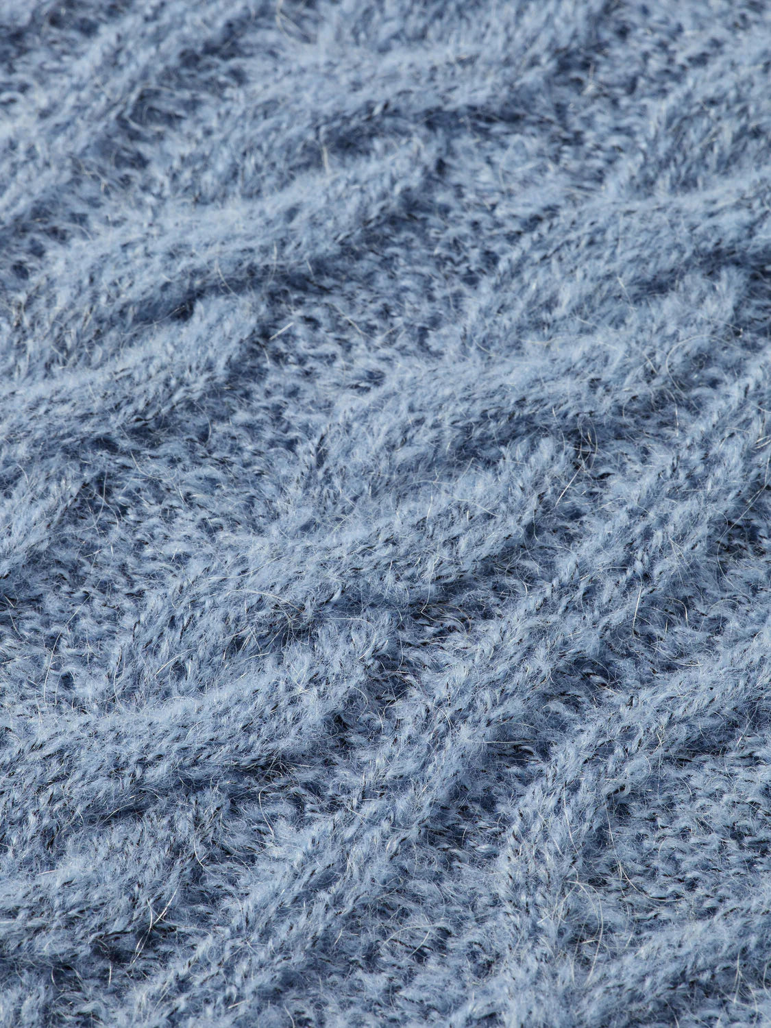 Cable Polo Neck Pullover-  Faded Denim - Presence Hamilton