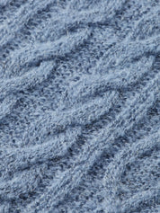 Cable Polo Neck Pullover-  Faded Denim - Presence Hamilton