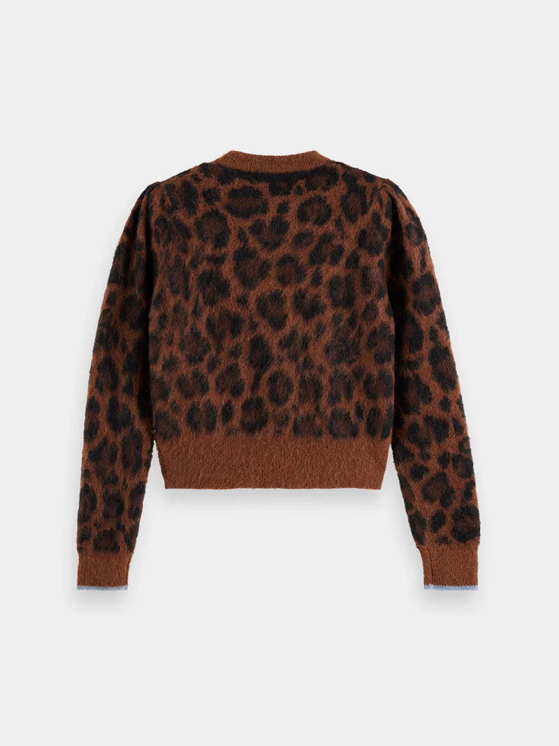 Fuzzy jacquard cardigan -Peace leopard - Presence Hamilton