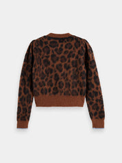 Fuzzy jacquard cardigan -Peace leopard - Presence Hamilton