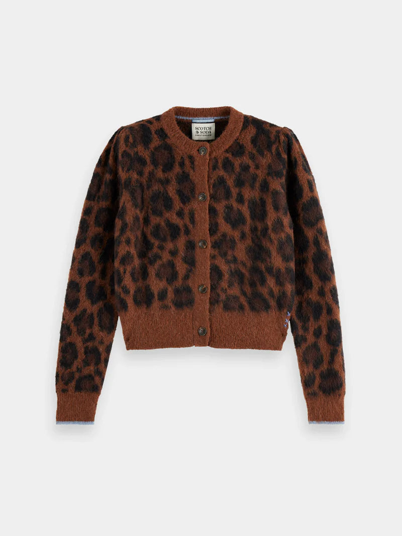 Fuzzy jacquard cardigan -Peace leopard - Presence Hamilton