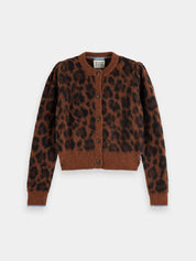 Fuzzy jacquard cardigan -Peace leopard - Presence Hamilton