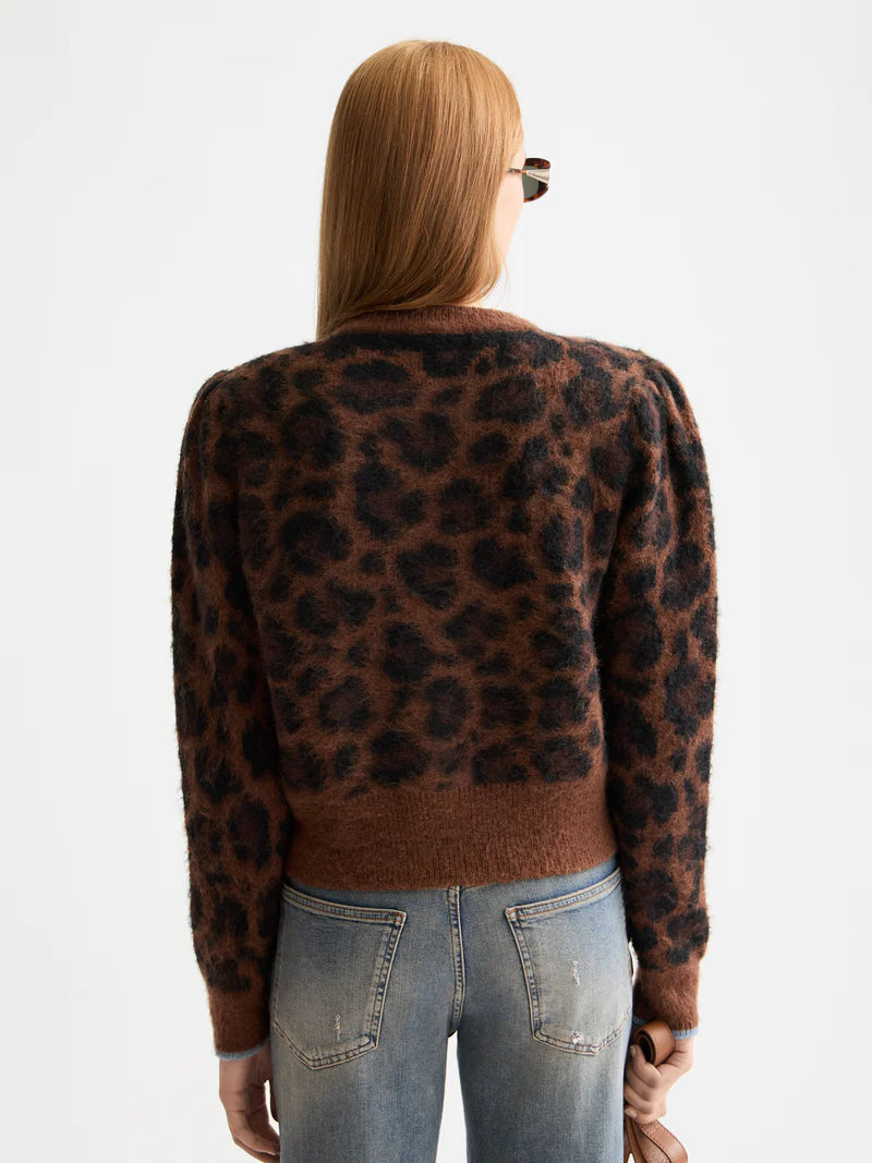 Fuzzy jacquard cardigan -Peace leopard - Presence Hamilton