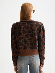 Fuzzy jacquard cardigan -Peace leopard - Presence Hamilton