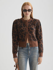 Fuzzy jacquard cardigan -Peace leopard - Presence Hamilton