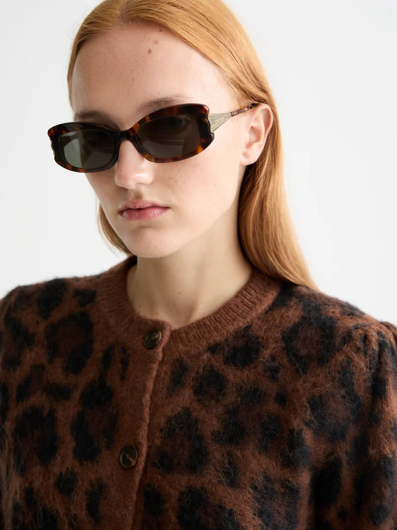 Fuzzy jacquard cardigan -Peace leopard - Presence Hamilton