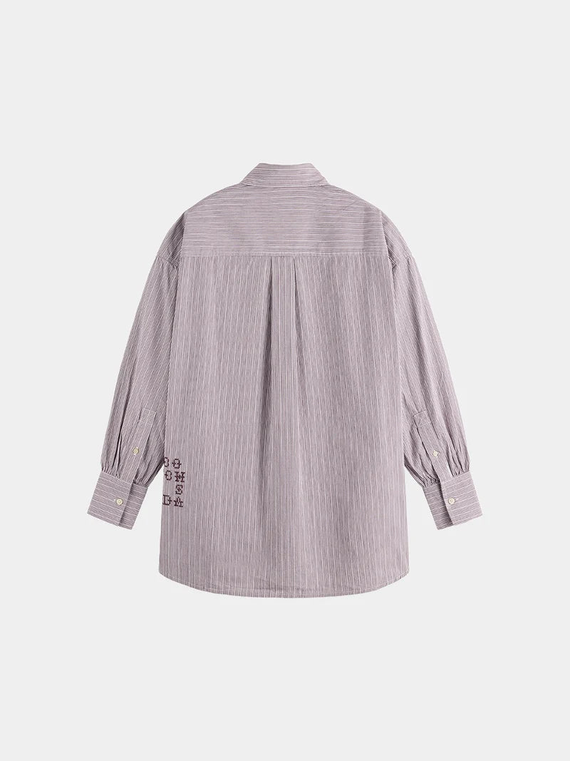Embroidered girlfriend shirt- Fig Stripe