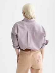 Embroidered girlfriend shirt- Fig Stripe