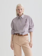 Embroidered girlfriend shirt- Fig Stripe
