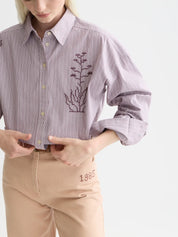 Embroidered girlfriend shirt- Fig Stripe