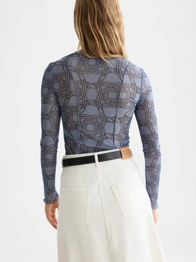 Mesh long-sleeved t-shirt -Horseshoe Infinity