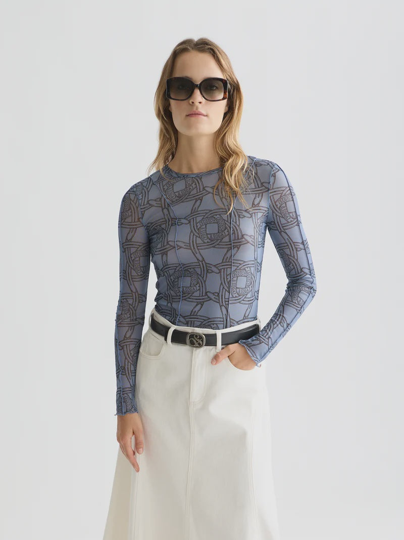 Mesh long-sleeved t-shirt -Horseshoe Infinity