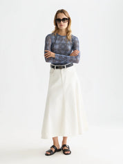 Denim maxi skirt -Stardust white