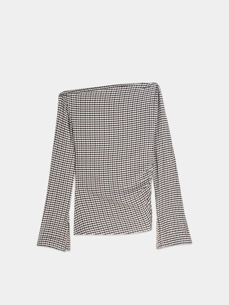 Gingham long-sleeved t-shirt