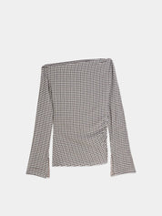 Gingham long-sleeved t-shirt