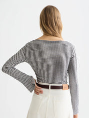 Gingham long-sleeved t-shirt