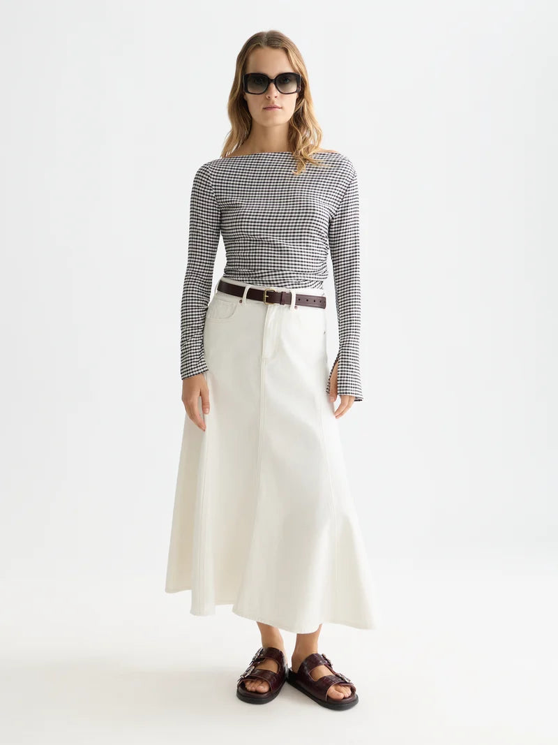 Gingham long-sleeved t-shirt