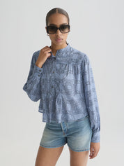 Pintuck shirt -Horseshoes infinity