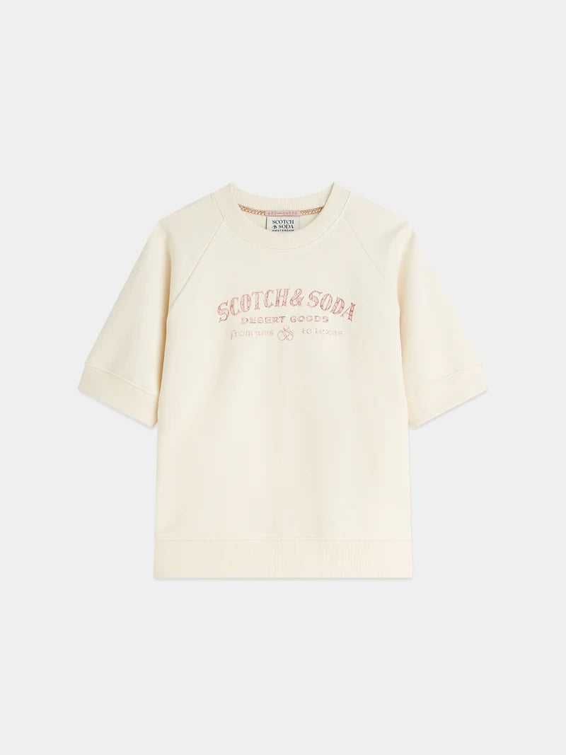 Short-sleeved artwork sweatshirt -Eggnog