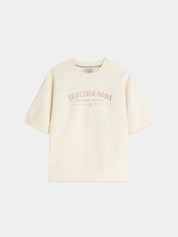 Short-sleeved artwork sweatshirt -Eggnog